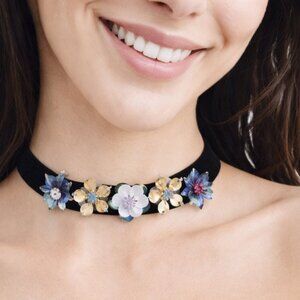 3/$20 Statement Floral Sequin Velvet Choker
